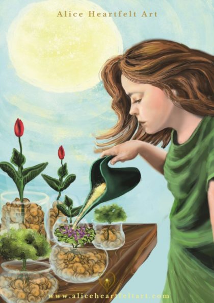 Alice Heartfelt Art - 13 nawyków ludzi sukcesu - Pieniądze - ilustracja cyfrowa ("Nawyk zarządzania pieniędzmi jest ważniejszy niż ilość posiadanych pieniędzy." - T. Harv Eker)