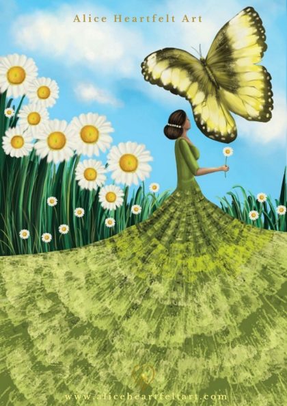 Alice Heartfelt Art - 13 nawyków ludzi sukcesu - Uważność - ilustracja cyfrowa ("Dzieki uważności możesz zatrzymać się w teraźniejszości, aby dotknąć cudów życia dostępnych w danym momencie" - Thich Nhat Hanh)