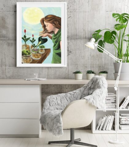 Oprawa ilustracji - Pieniądze - rama biała - Alice Heartfelt Art
