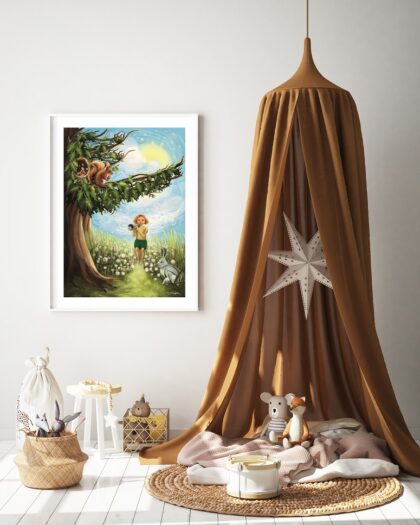Oprawa ilustracji - Mały trębacz - rama biała  - Alice Heartfelt Art