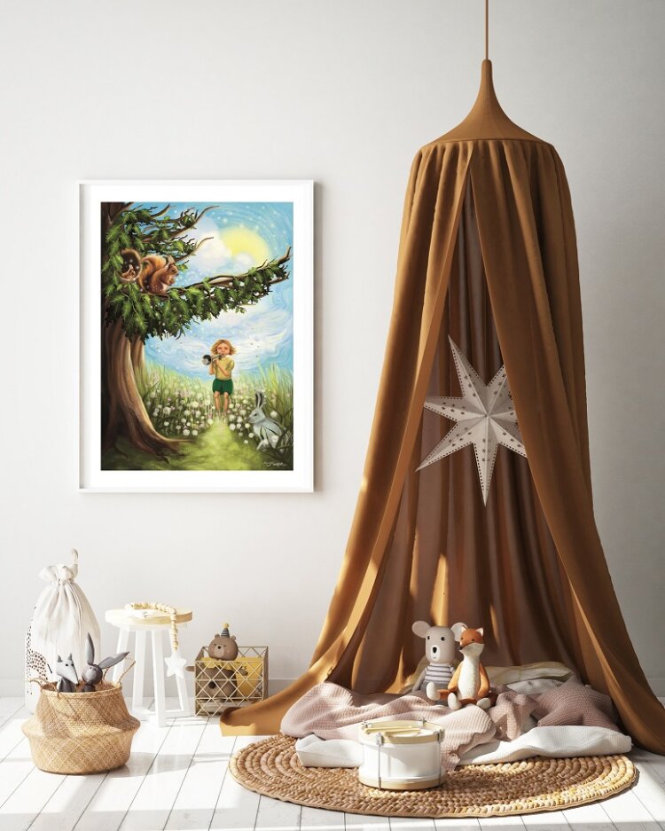 Oprawa ilustracji - Mały trębacz - rama biała - Alice Heartfelt Art