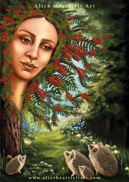 Alice Heartfelt Art - Die Igel und der Ebereschenbaum - die digitale Malerei